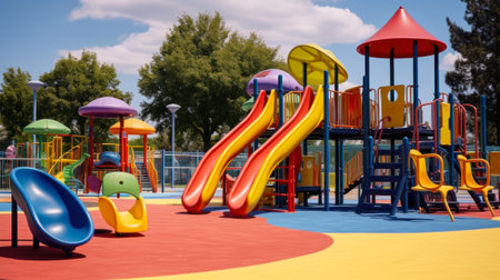 colorful playground with slides generative ai.の素材