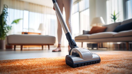 cleaning the house with a vacuum cleaner from dust generative ai.の素材