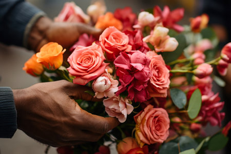 beautiful bouquet of flowers gift for a girl generative ai.の素材