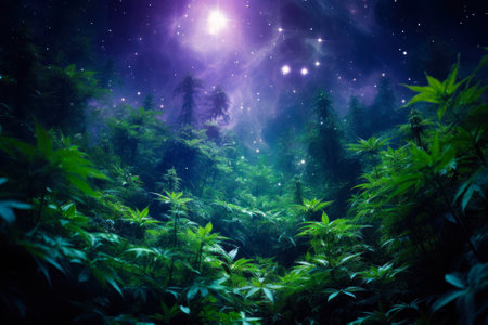 magical cannabis bushes, smoky state generative ai.の素材