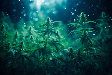 magical cannabis bushes, smoky state generative ai.の素材