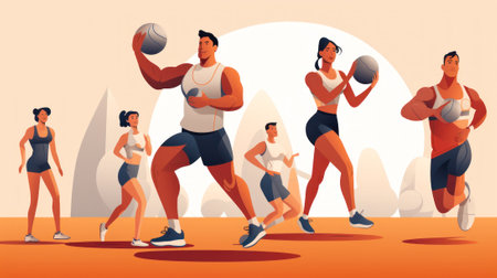 sports lifestyle girls and guys go in for sports generative ai.の素材
