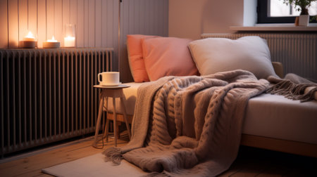 heater on the wall in the room generative ai.の素材