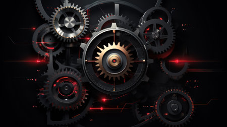 silver and gold clock gear generative ai.の素材
