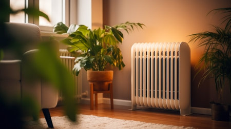 heater on the wall in the room generative ai.の素材