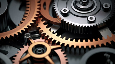silver and gold clock gear generative ai.の素材