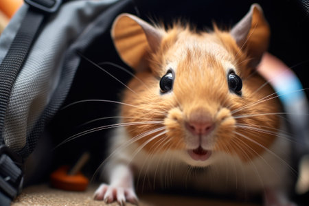 rodent guinea pig peeking out of the house generative ai.の素材