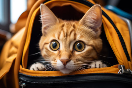 cat face peeks out of the house generative ai.の素材