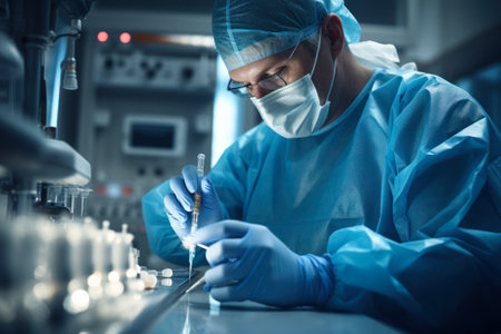 medical scientist studying virus in laboratory generative ai.の素材