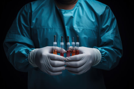 medical research doctor wearing gloves generative ai.の素材