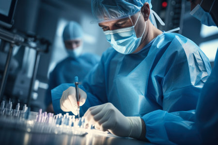 medical scientist studying virus in laboratory generative ai.の素材