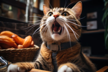 hungry cat asks for food generative ai.の素材