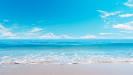 light blue sky and clean spacious sea beach generative ai.の素材