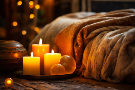 burning scented candles mood for relaxation generative ai.の素材