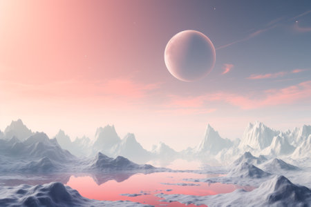 abstract cosmic evening sunset on another planet generative ai.の素材