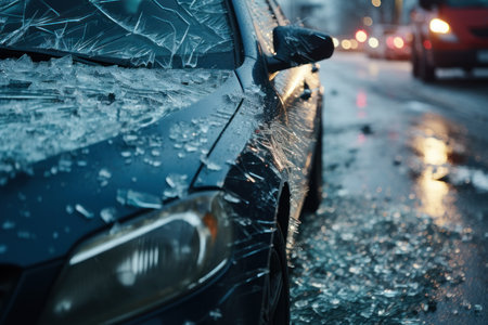 broken car glass car accident generative ai.の素材