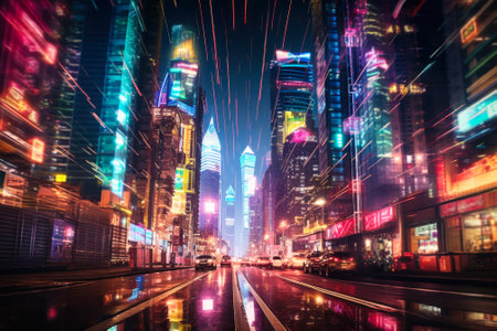 neon metropolis future world generative ai.の素材