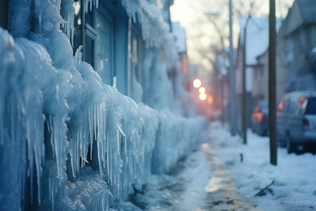 icy street icy bad winter weather generative ai.の素材