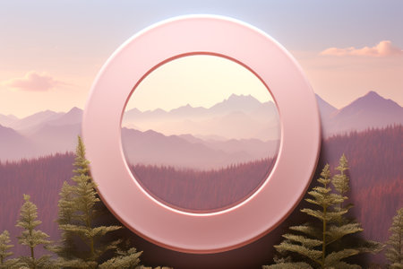 pink circle nature background for music generative ai.の素材