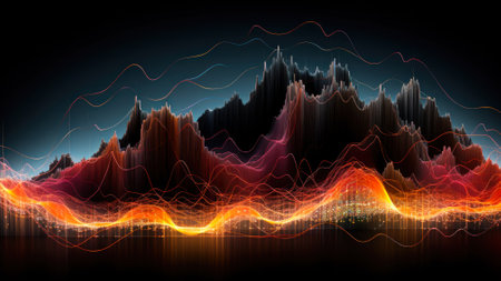 colorful polygonal mountains background for infographics generative ai.の素材
