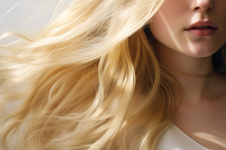 girl with flowing blond hair generative ai.の素材