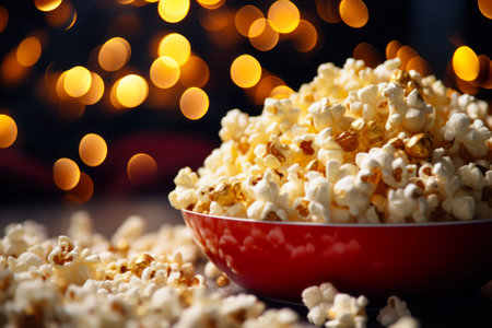plate with popcorn generative ai.の素材