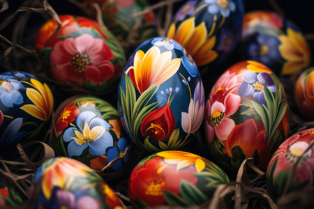 painted Easter eggs generative ai.の素材