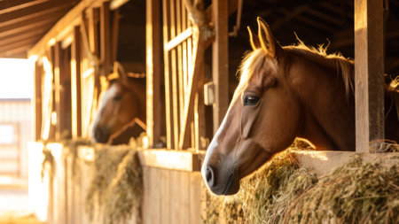 horse in the stables in stall generative ai.の素材