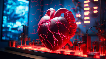 artificial red heart generative ai.の素材