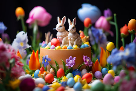 easter spring bunnies generative ai.の素材