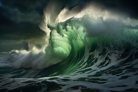 high wave of the raging ocean generative ai.の素材