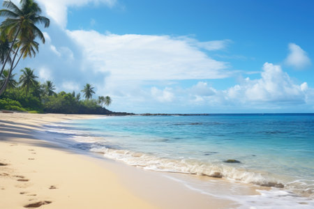 A solitary hammock invites relaxation on a sandy tropical beach, with the sunset painting the sky in warm hues.の素材