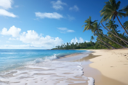 A solitary hammock invites relaxation on a sandy tropical beach, with the sunset painting the sky in warm hues.の素材
