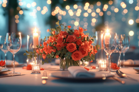 bouquet of flowers on the wedding table.の素材