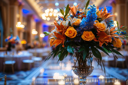 bouquet of flowers on the wedding table.の素材