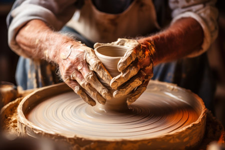 Clay mixer master making pottery.の素材