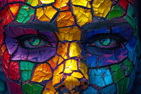 colorful eyes dramatic puzzle face.の素材
