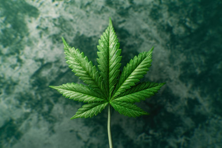 lonely green marijuana leaf symbol.の素材