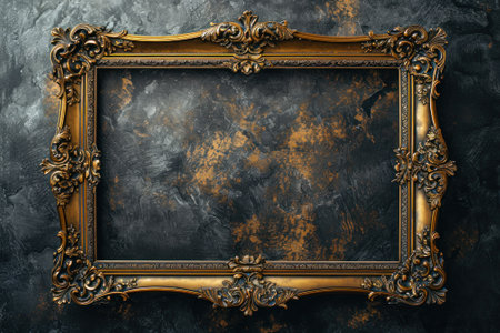 bronze antique picture frame copy space.の素材
