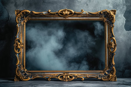 bronze antique picture frame copy space.の素材