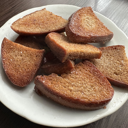 golden croutons of black bread.