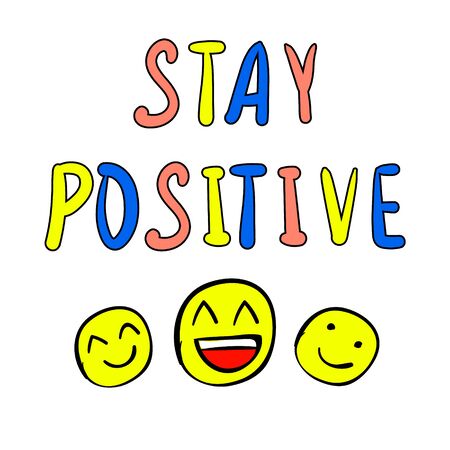 Stay positive - VECTOR illustration with hand drawn happy smilyesのイラスト素材