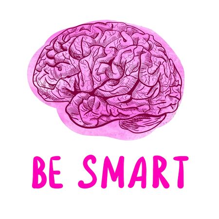 BE SMART motivational illustration with sketched brainのイラスト素材