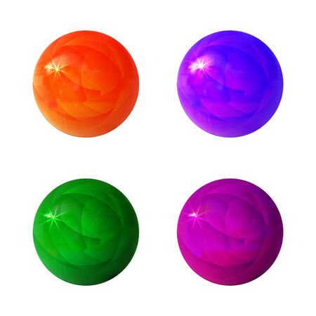 VECTOR set of realistic colorful sphere buttons on whiteの写真素材