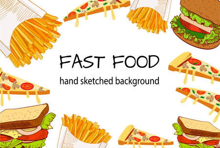 FAST FOOD hand skeched VECTOR backgroundのイラスト素材