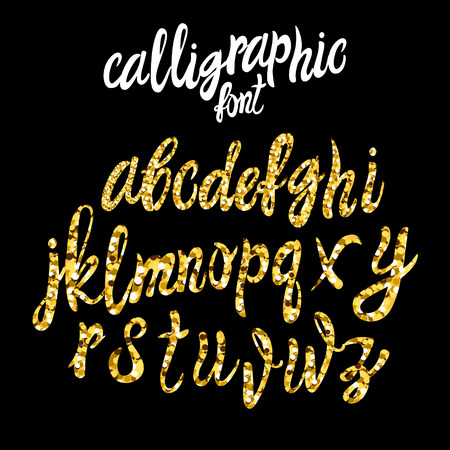 VECTOR calligraphic font, gold dust texture scriptのイラスト素材