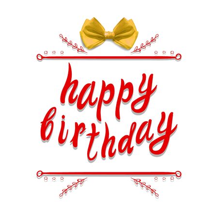 Happy birthday VECTOR greeting card template: realistic bow on whiteのイラスト素材