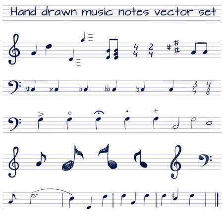 Hand drawn VECTOR set of music notesのイラスト素材