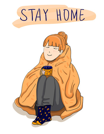 Stay home, VECTOR posterのイラスト素材
