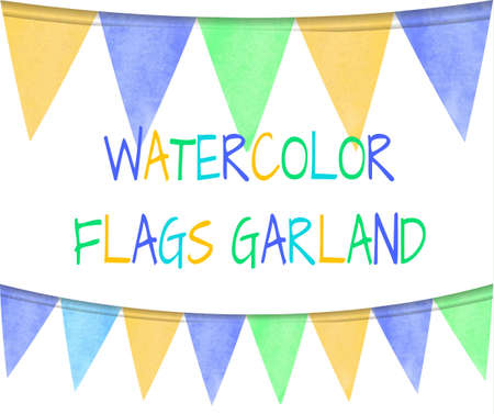 Hipster illustration of a VECTOR set of colorful flags.のイラスト素材